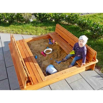 Weka Pieskovisko 196 B veľ. 2 s odklápacím krytom, medovo hnedé, 140x140 cm FSC®