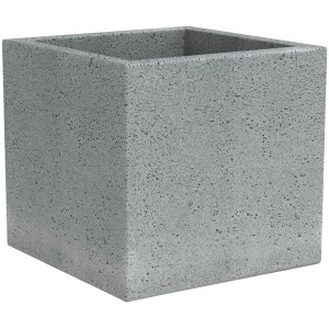 Scheurich C-Cube kvetináč, 28.5 cm, Stony Grey, vzhľad betónu, štvorcový.