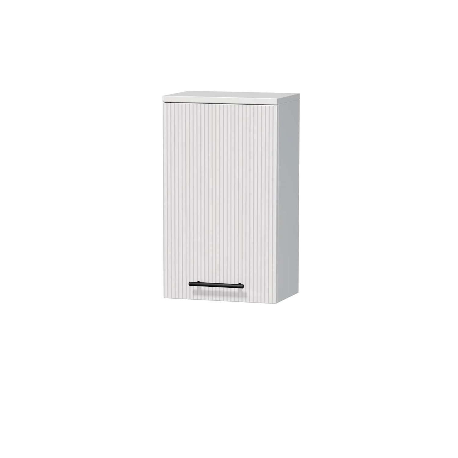 E-shop INTEDOOR Horná závesná skriňa BEE pravá, úchyt čierny, š. 35cm, biela 3D pruhy