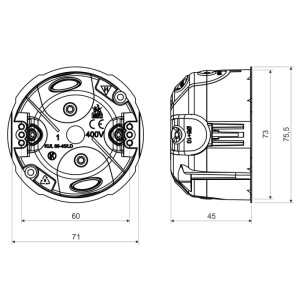Elektroinštalačná krabica do dutých stien KOPOS, univerzálna, pr. 73 x 45 mm