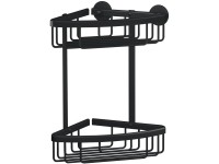 tesa Dvojposchodový rohový košík do sprchy Aluxx, matná čierna, 262x163x163 mm