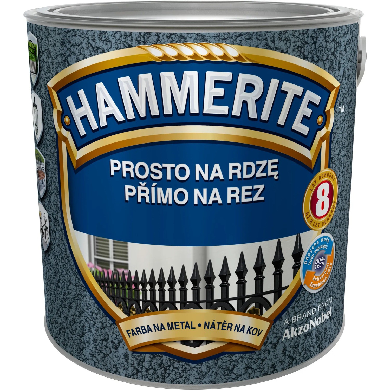 E-shop Hammerite Priamo na hrdzu farba na železné kovy kladivková tmavo modrá 2,5 l