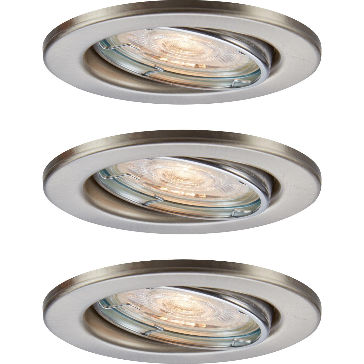 E-shop OBI LED vstavané svietidlo 86R nikel GU10, 3,5 W 345lm 3000K, pr. 86 mm, 3 ks