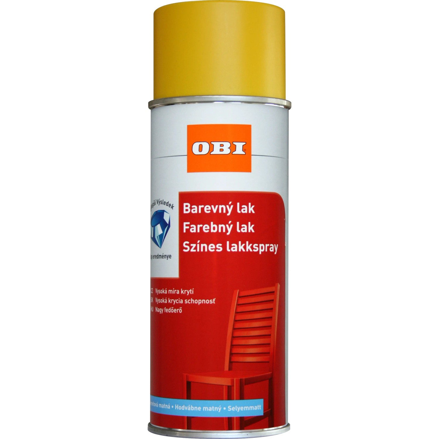 E-shop OBI Lak v spreji hodvábne matný RAL 1023 žltá dopravná 400 ml