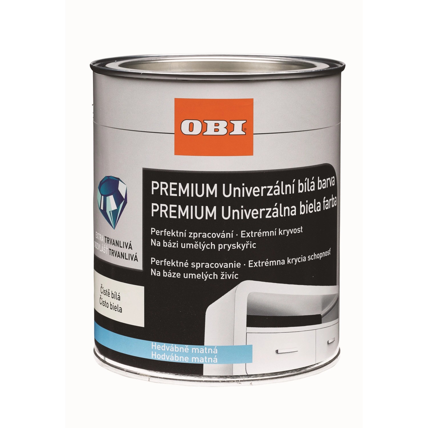 E-shop OBI Univerzálna farba PREMIUM hodvábne matná biela 375 ml
