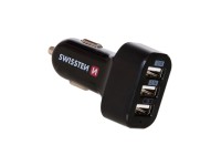 SWISSTEN Nabíjačka USB-A 12/24V, 5,2 A, 3x USB-A