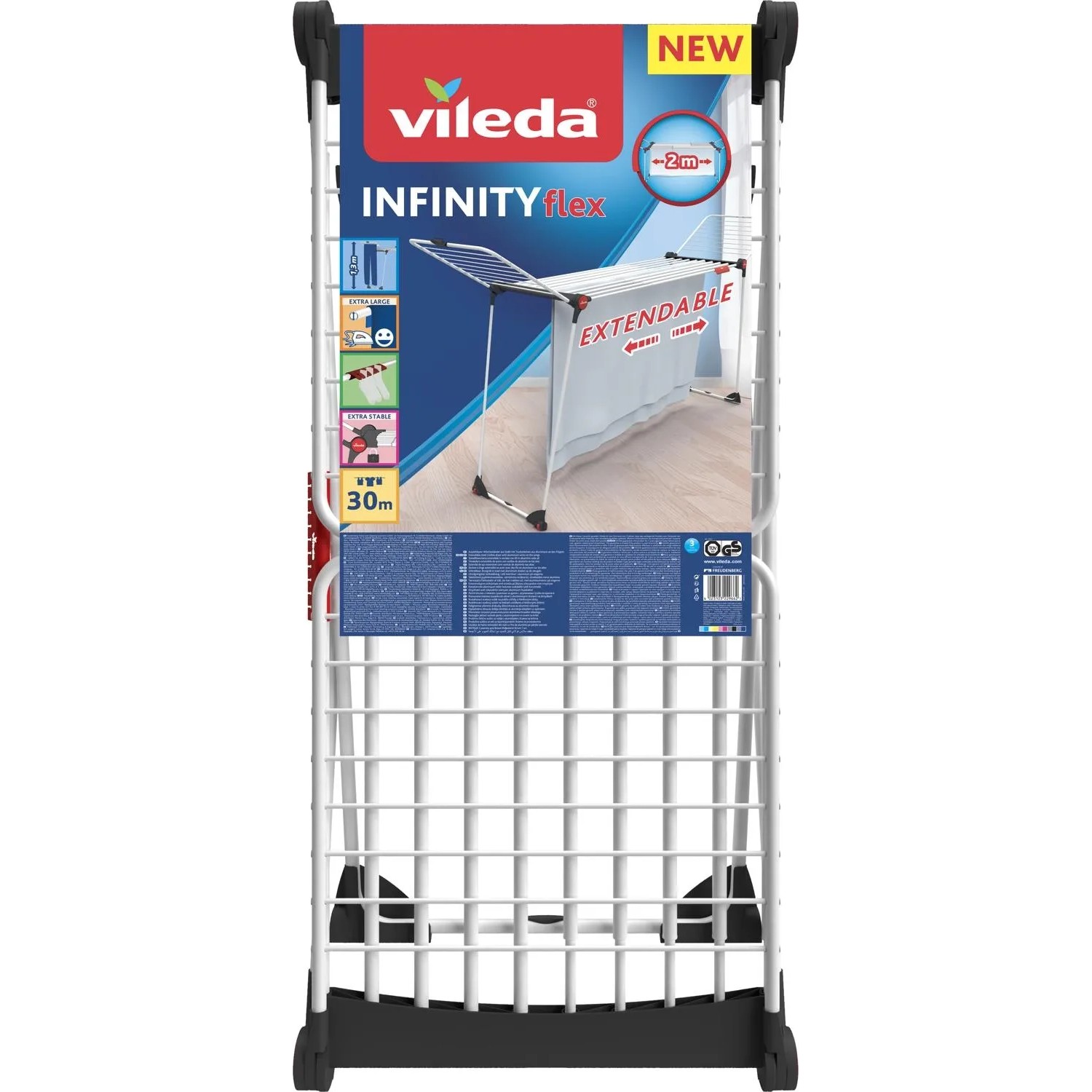 E-shop Vileda Sušiak na bielizeň Infinity FLEX biely 30 m