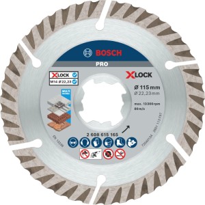 Diamantový rezný kotúč Bosch X-Lock Standard Universal 115 mm, strieborný, pre uhlové brúsky, betón, murivo.
