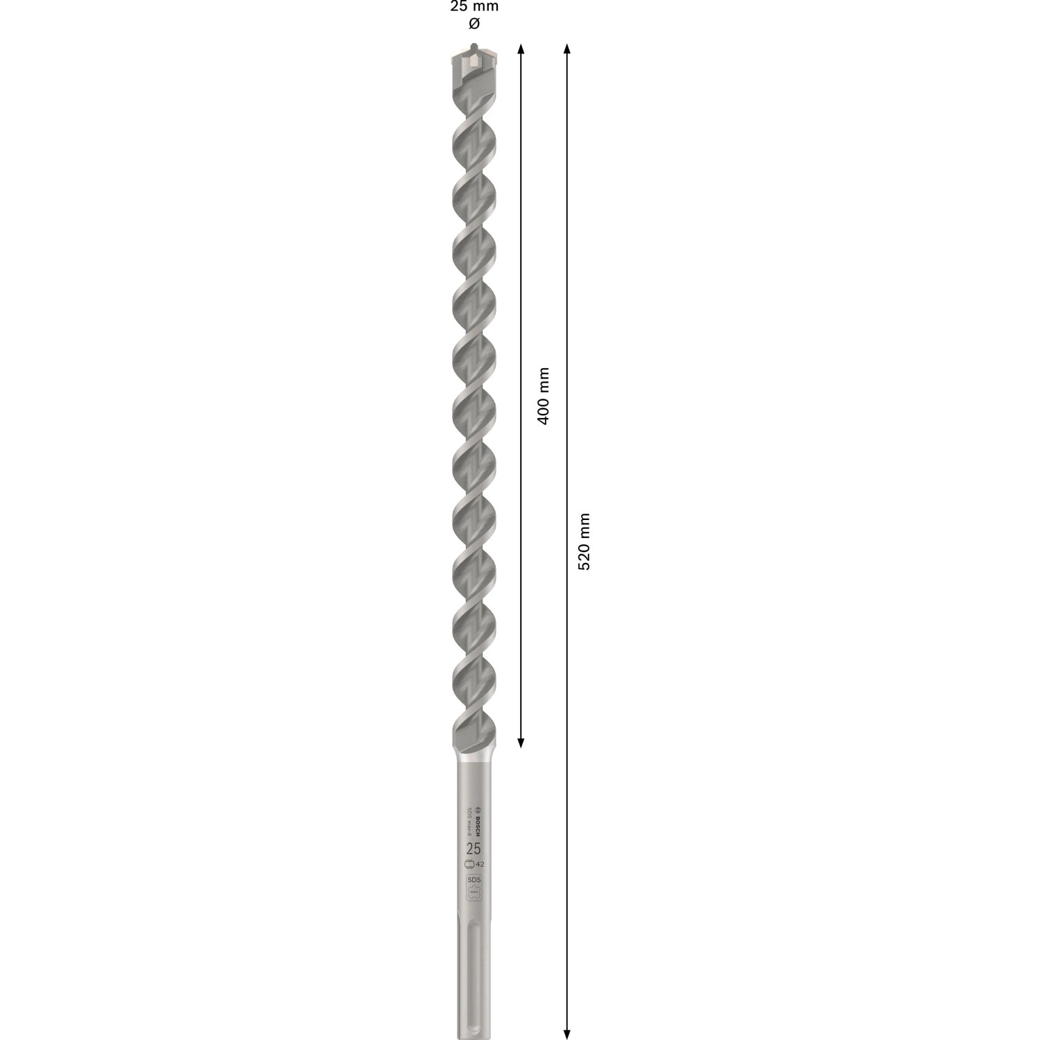 Bosch Špirálový príklepový vrták SDS max-4, 25 x 400 x 520 mm