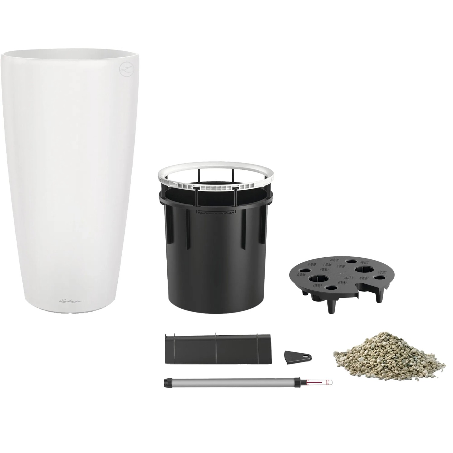 E-shop Lechuza Samozavlažovací kvetináč Rondo 32 biela matná pr. 32,5 x 56,5 cm