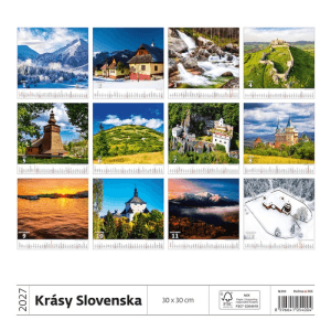 Helma 365 Nástenný mesačný kalendár 2027 Pohľadnice zo Slovenska 31,5 x 45 cm