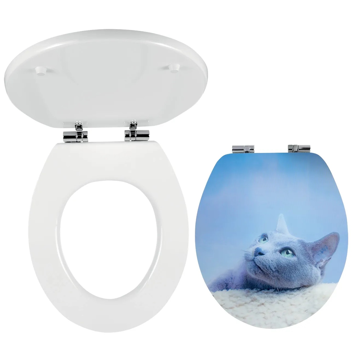 E-shop Ferro WC sedátko WC/SOFT3D, MDF potlač mačka, kovové závesy, oválne