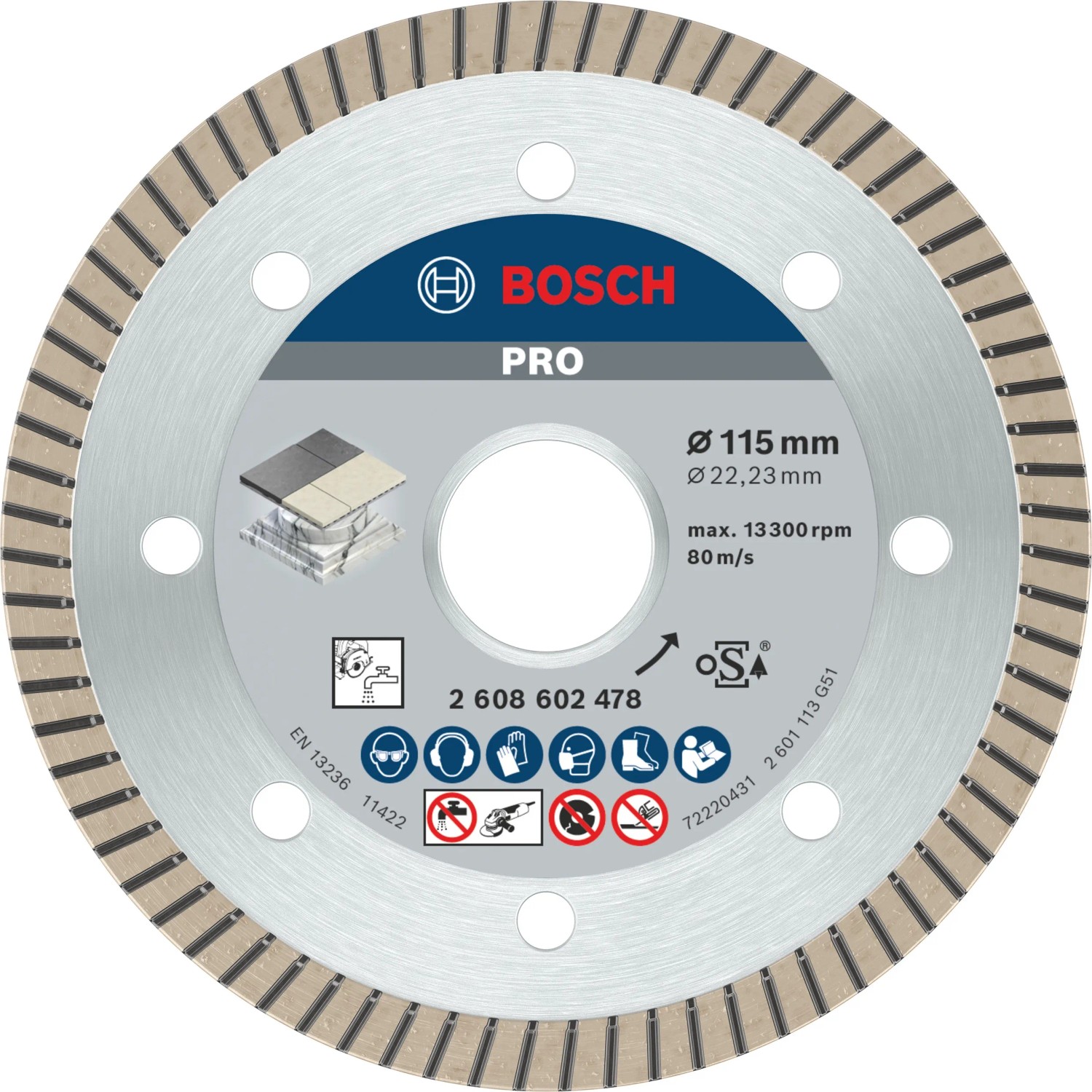 E-shop Bosch Diamantový deliaci kotúč PRO Ceramic, pr. 115 x 22,23 mm