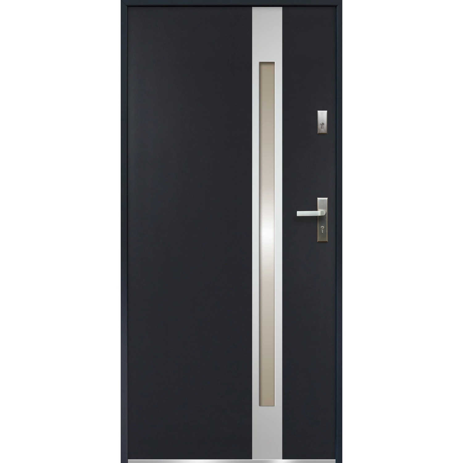 E-shop O.K. DOORS Oceľové vchodové dvere TEMIDAS INOX P55 antracitové 90 Ľ