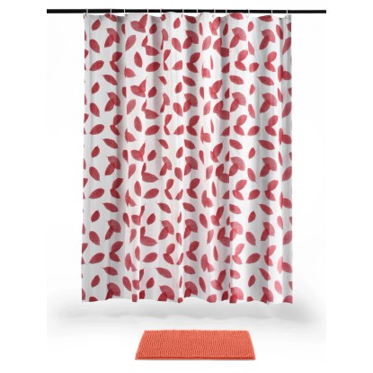 baliv Súprava kúpeľňového závesu a rohožky červeno/oranžová