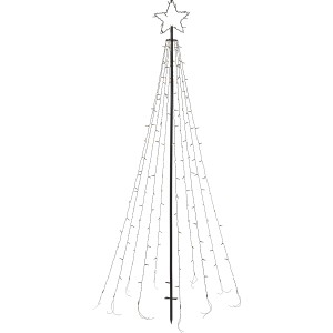 LED stožiar na vlajku s hviezdou, 220 cm, studená a teplá biela, pre vnútorné a vonkajšie použitie.