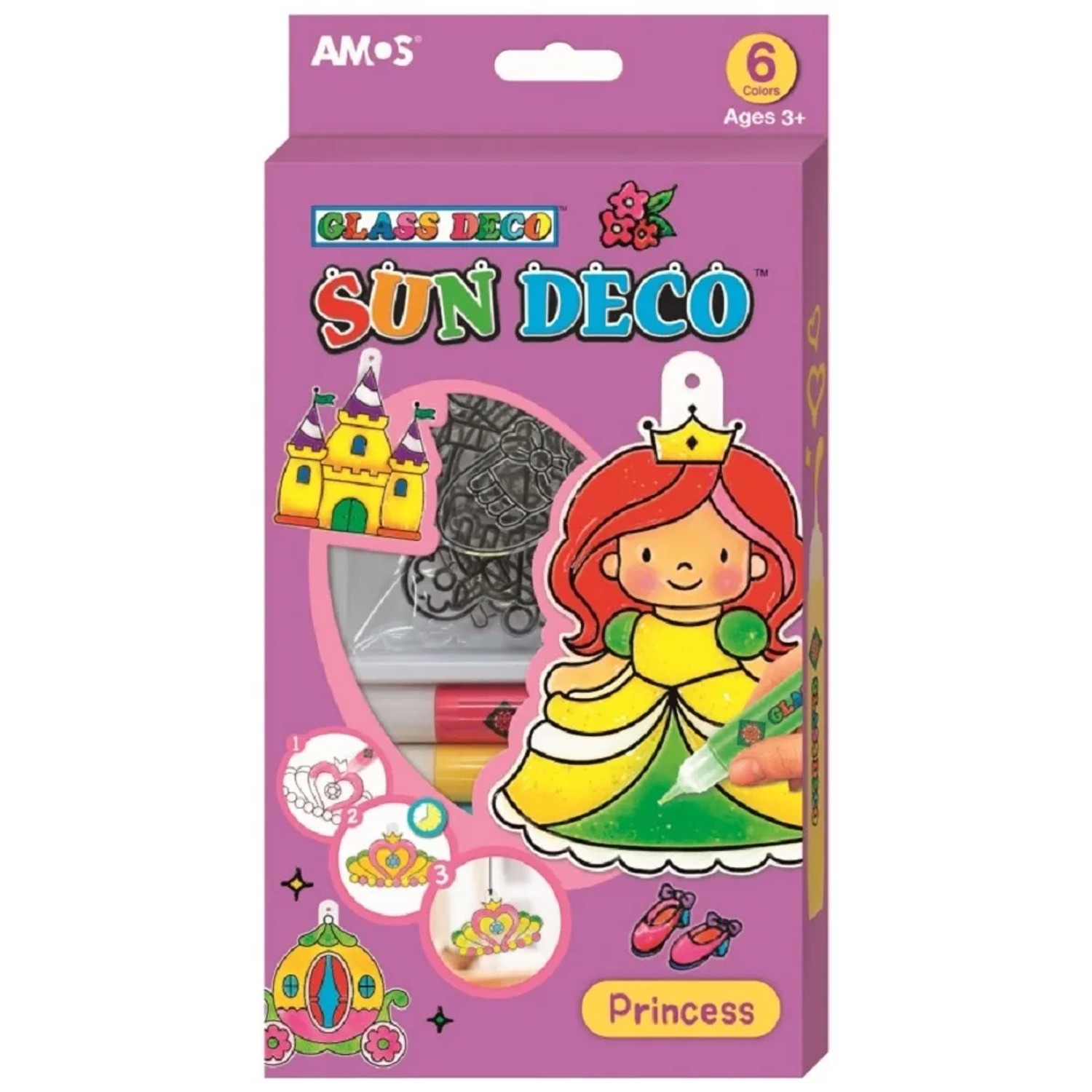 E-shop Amos Súprava farieb na sklo Princezné 6 x 10,5 ml + 6 sklíčok