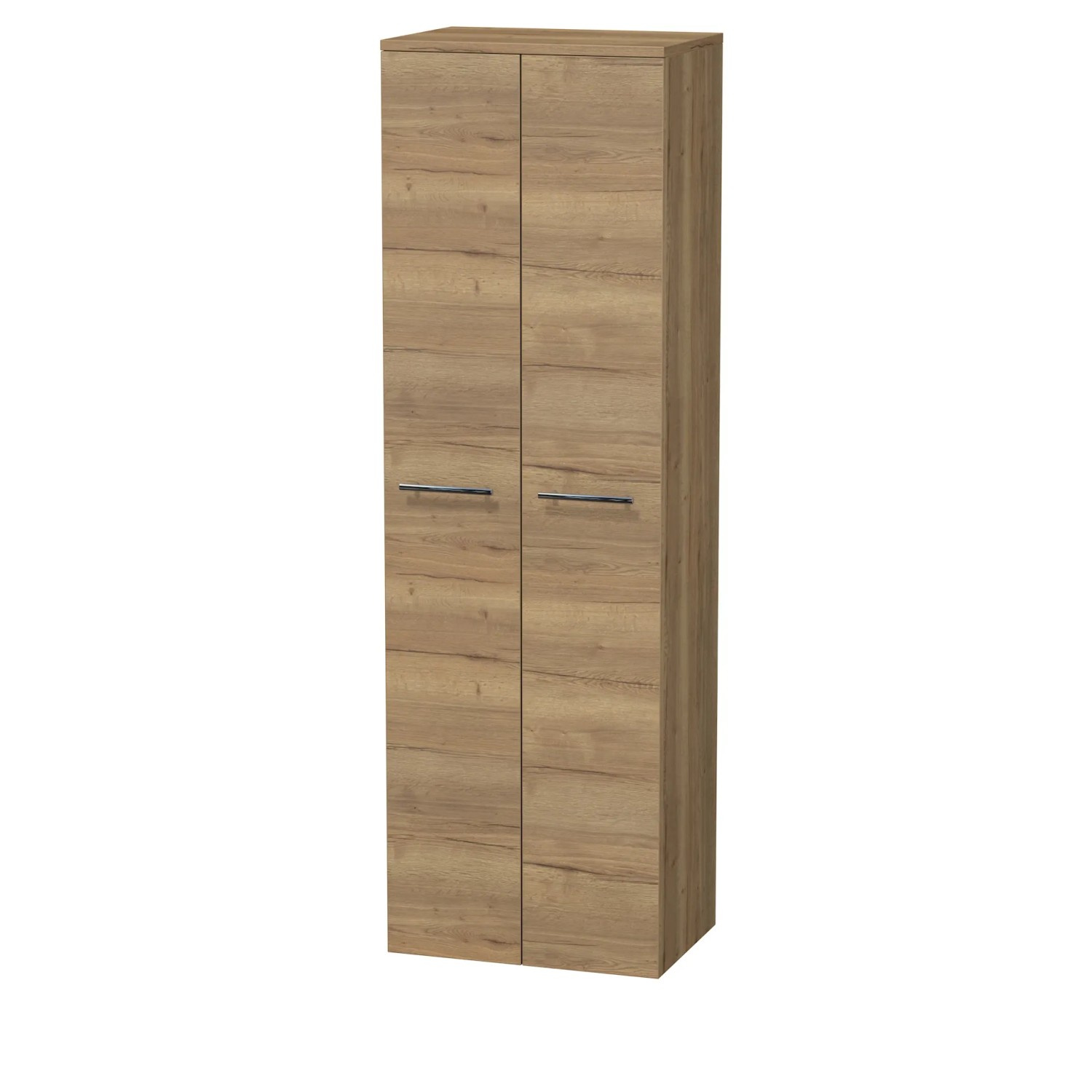 E-shop INTEDOOR Vysoká skriňa BEE, úchyt chróm, 2 dvere, š. 50 cm, dub Halifax