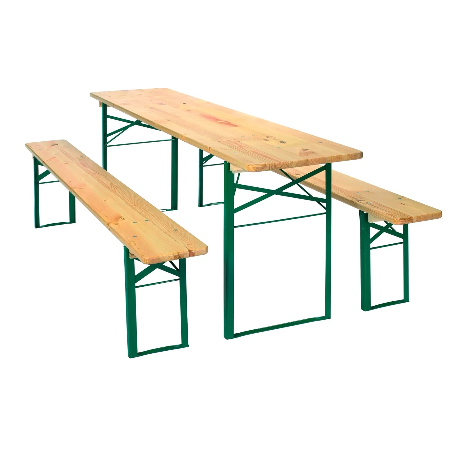 E-shop Pivný set, stôl 220 x 50 cm, borovicové drevo/oceľ, 3dielny