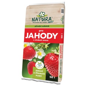 Vrece zeminy na pestovanie jahôd, Natura, 50L. Vhodné pre jahody a drobné ovocie.