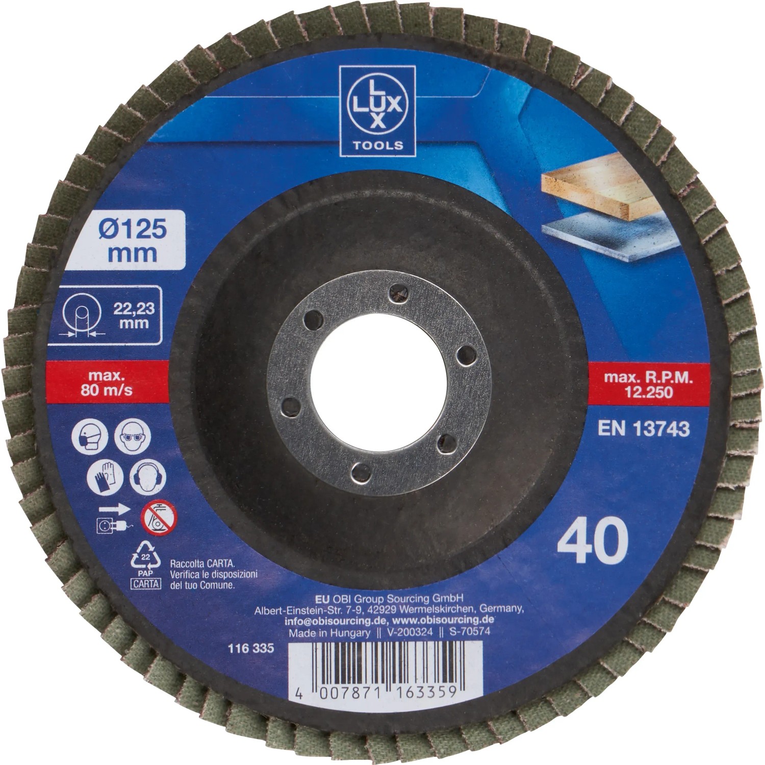 E-shop LUX-TOOLS Lamelový brúsny kotúč Multi, zrnitosť K40, pr. 125 mm