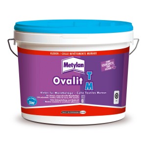 Dóza prísady do lepidla Metylan Ovalit TM, vhodná pre ťažké nástenné krytiny a zvýšenie lepiacej sily.