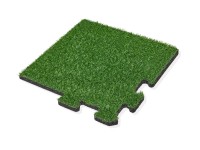 MAX3 Gumová dlažba PUZZLE rohový diel s umelou trávou 500 x 500 x 25 mm