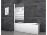 Aurlane Skladacia vaňová zástena White Stripes 1 biela 80 cm x 140 cm 1-krídlová