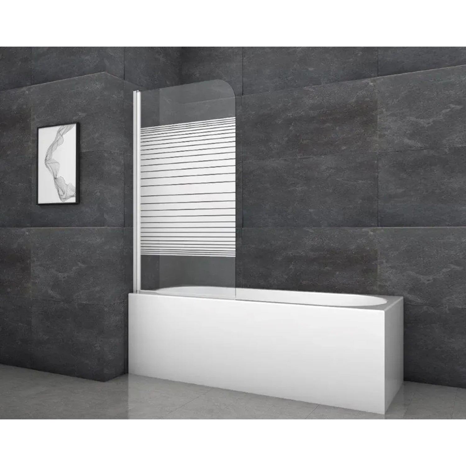 E-shop Aurlane Skladacia vaňová zástena White Stripes 1 biela 80 cm x 140 cm 1-krídlová