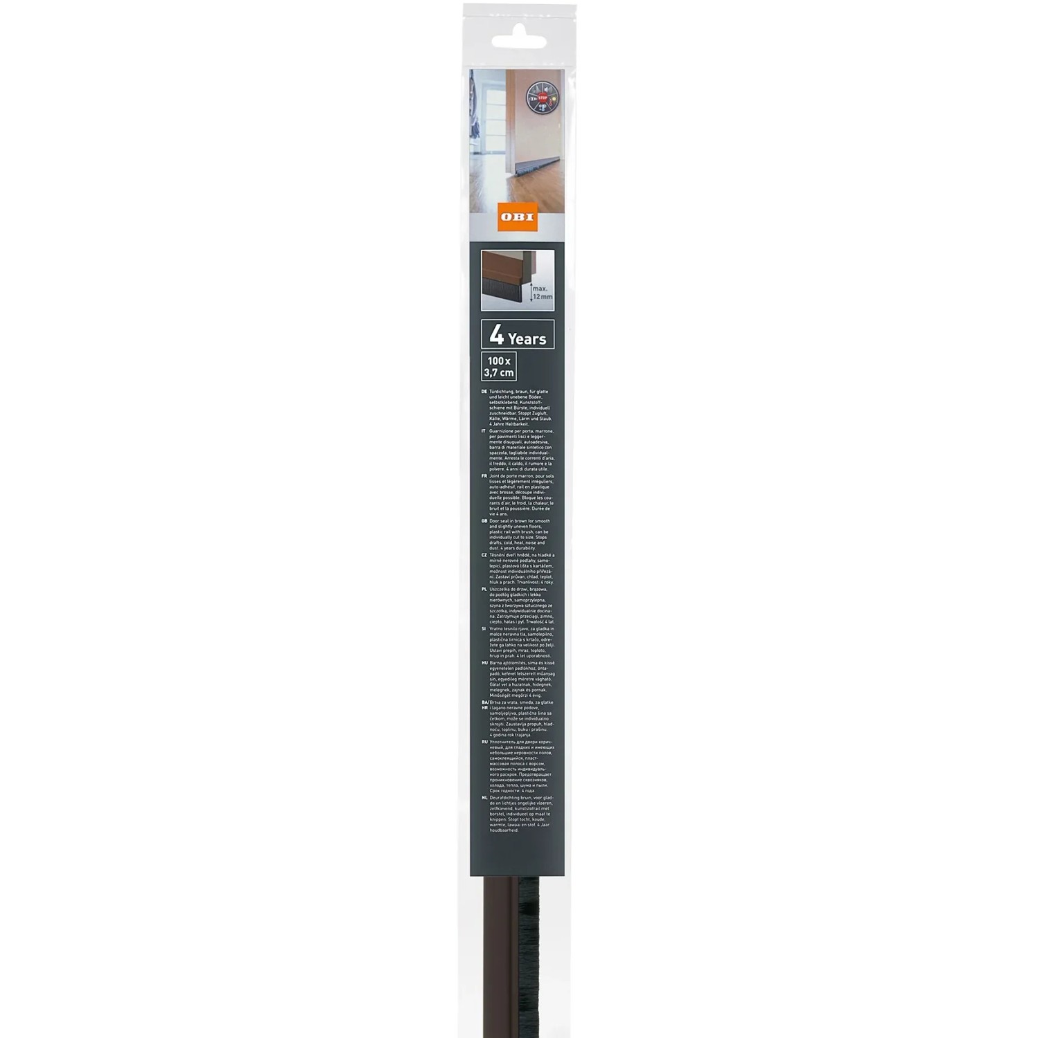 E-shop OBI Samolepiace plastové tesnenie dverí, hnedá, 100 x 3,7 cm