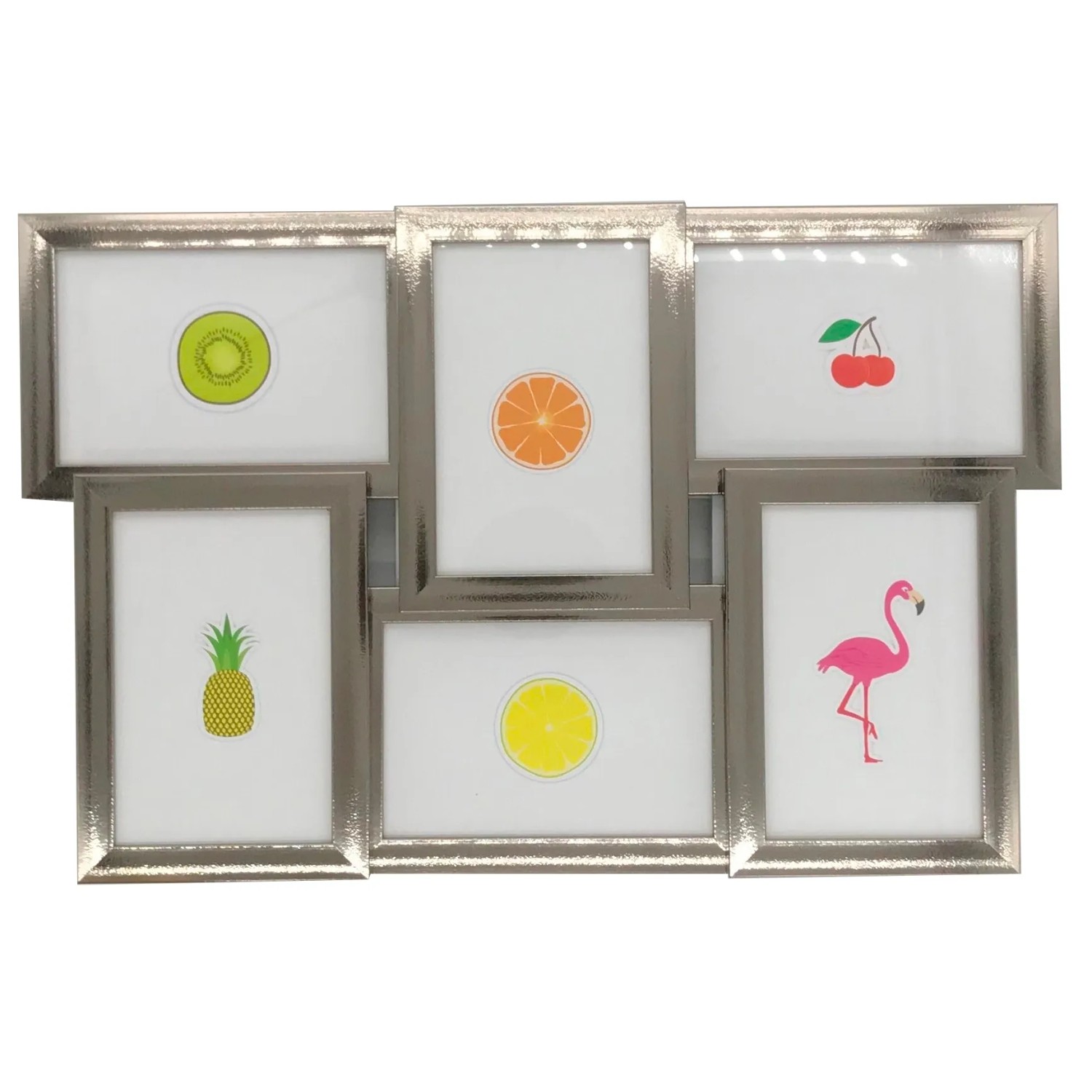 E-shop Bondecor Multirám pre 6 fotiek, strieborný 45 x 28 cm