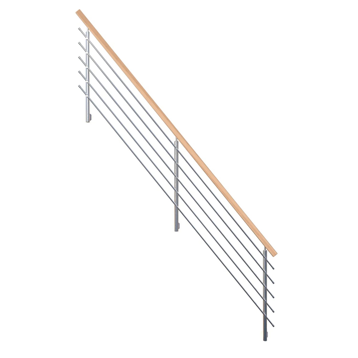 E-shop StarWood Nerezové zábradlie Flex s hranatým bukovým madlom 450 cm
