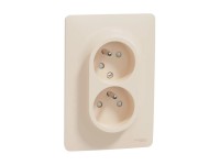 Schneider Electric Dvojzásuvka pootočená 16A 2P+E Unica s clonkami, béžová