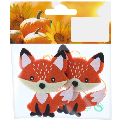 Jesenná závesná dekorácia líšky z filcu 8 cm, 2 ks