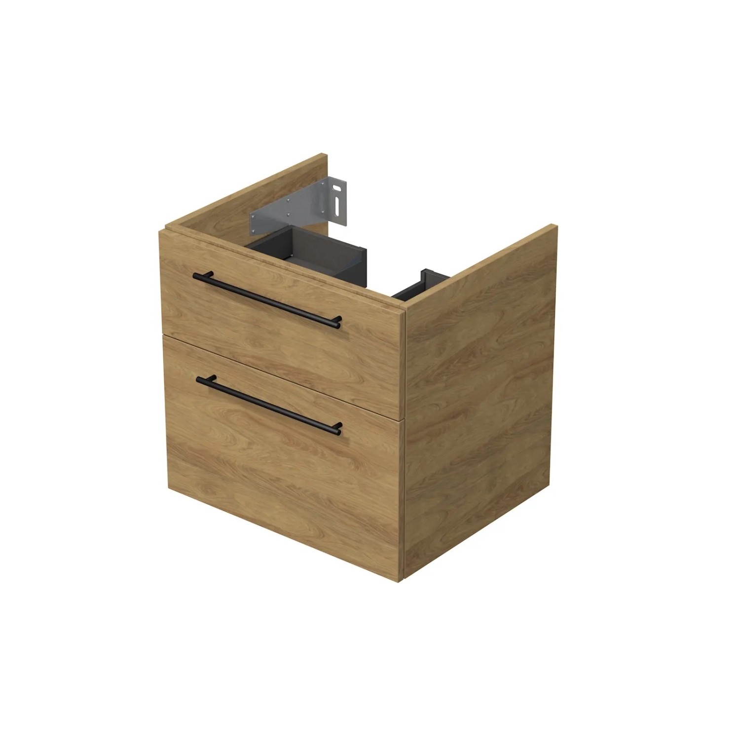 E-shop INTEDOOR Kúpeľ.skriňa pod dosku BEE, úchyt čierny, 2zás., š. 60 cm, dub Hickory