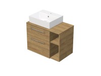 INTEDOOR Kúpeľ.skriňa+umývadlo BEE, úchyt chróm, 80cm, regál vpravo, dub Hickory