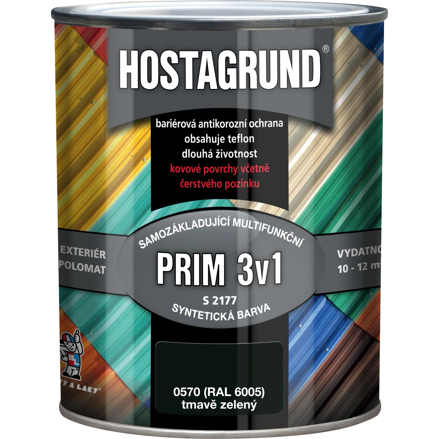 E-shop HOSTAGRUND Základ. aj vrchná farba na kov 3v1 PRIM S2177 0570 zelená tmavá 600ml
