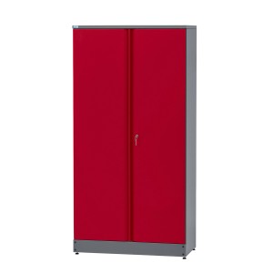 Skriňa na materiál Küpper, tmavočervená, s 2 dverami, 10 zásuvkami a výškou 180 cm.