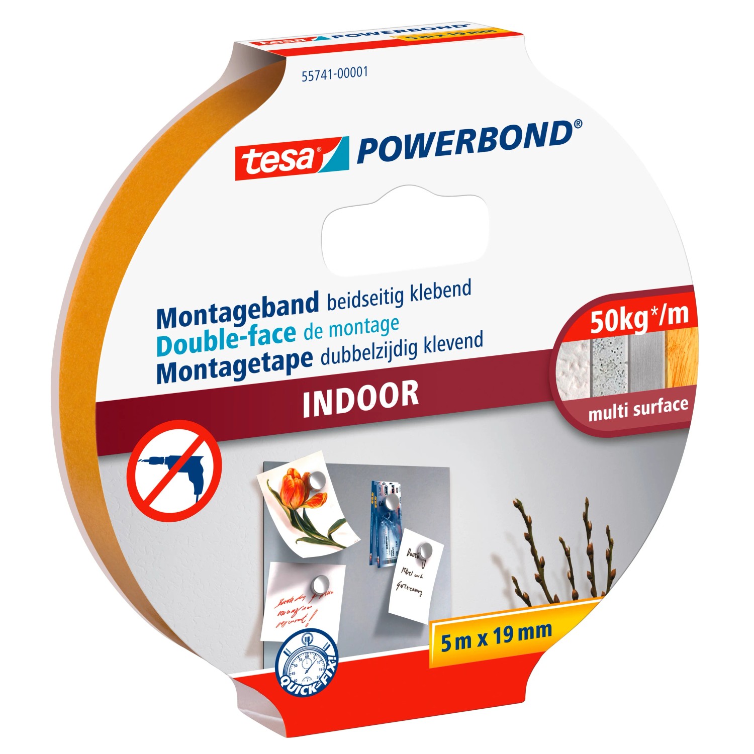 E-shop tesa Obojstranná montážna páska Powerbond INDOOR, biela, 5 m x 19 mm