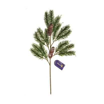 Vetvička so šiškami umelá 52 cm, zelená