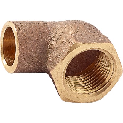 Mosadzný spájkovací oblúk, 90 stupňov, Ø 12 mm x 14,9 mm (Rp 3/8), pre inštalácie medených rúrok.