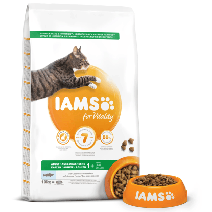 IAMS Granule pre mačky ADULT 1+ s morskými rybami 10 kg