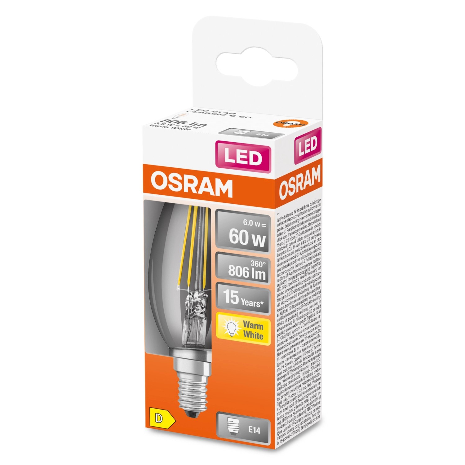 E-shop OSRAM LED žiarovka CLB60 ACTIVE/RELAX 5,5 W E14 Filament studená/teplá biela
