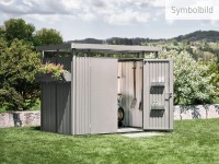 Biohort Plechový domček HighLine H4 stand. dvere, strieborná, 275 x 275 x 222 cm