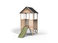 EXIT Drevený detský domček Panorama 300, šmykľavka, 226 x 203 x 120 cm