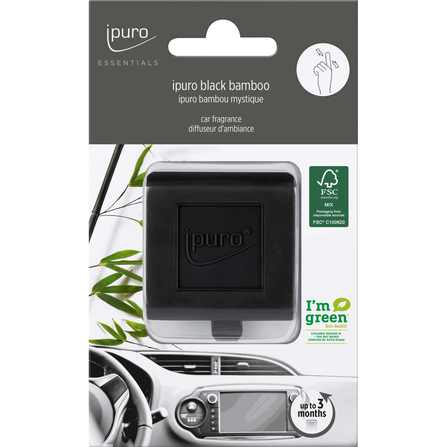 E-shop Ipuro Osviežovač vzduchu do auta Essentials, Black Bamboo, 1 ml