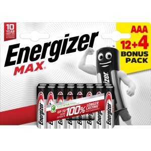 Energizer Max Micro AAA batérie, balenie 16 ks. Alkalické batérie s dlhou životnosťou pre každodenné použitie.