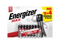 Energizer Alkalické batérie Max AAA 1,5 V, 12 + 4 ks