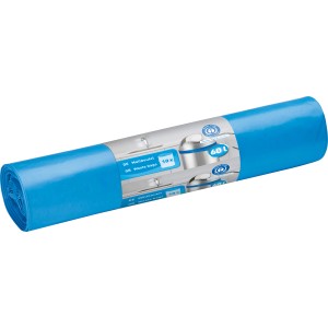Zrolované modré vrecia na odpadky (60 l) v balení po 10 kusov na likvidáciu odpadu.