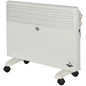 Biely mobilný konvektor El Fuego s výkonom 1500 W a kolieskami.